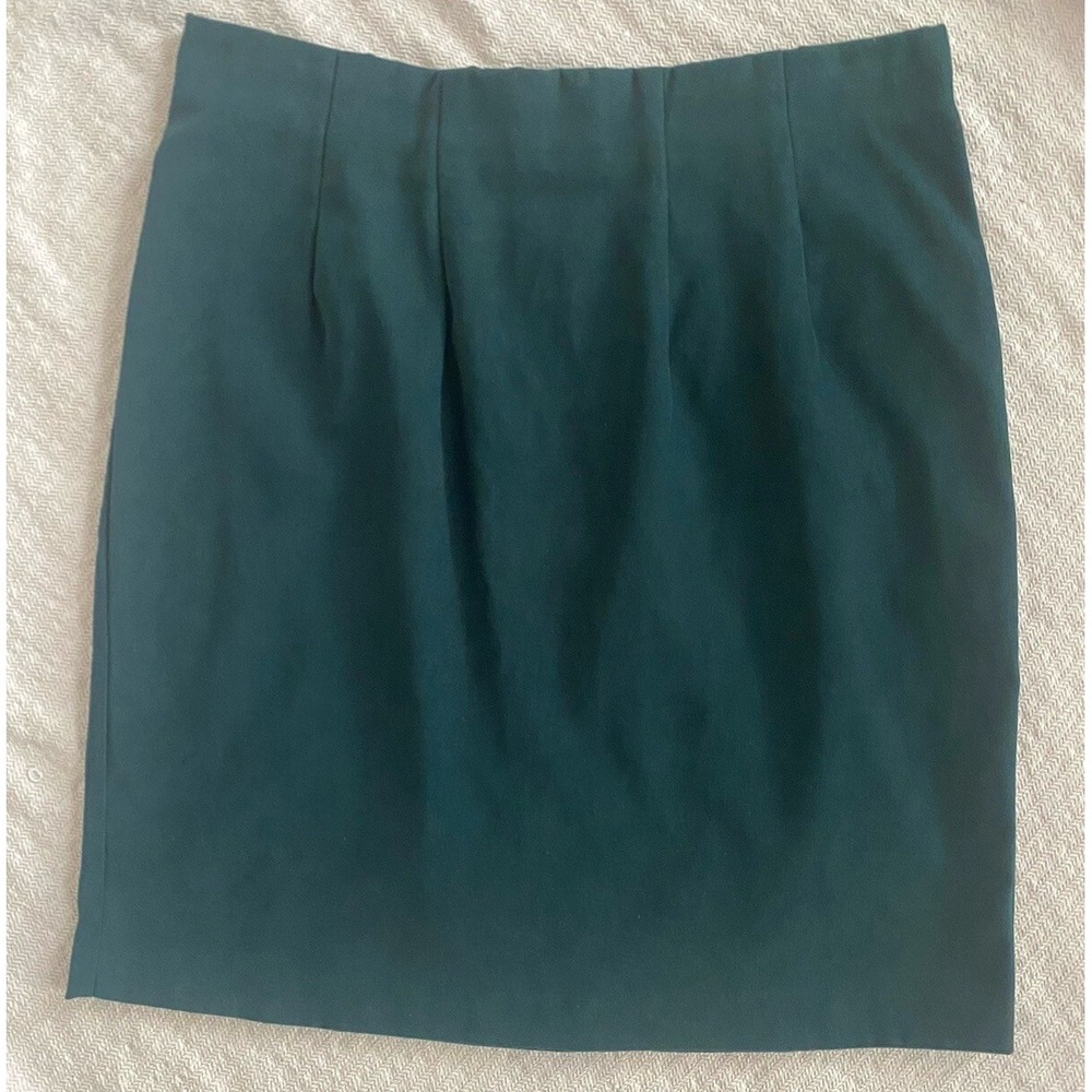 Avenue Knee Length Skirt Sz 14 Large Dark Green Soft Festive Fall Winter Zip